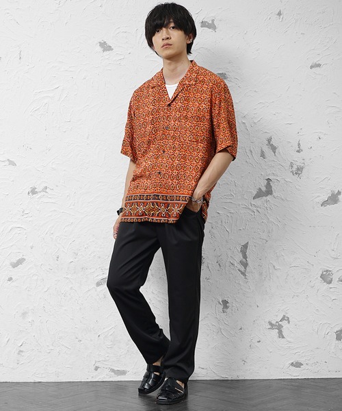 MinoriTY(マイノリティ)の「【MinoriTY】総柄オープンカラー半袖シャツ メンズ 夏服(シャツ/ブラウス・メンズ・ホワイト/ブラック系2/ブラック系3/ブラック系1/オレンジ・M/LL/L)」の18枚目の写真