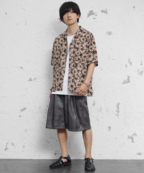 MinoriTY(マイノリティ)の「【MinoriTY】総柄オープンカラー半袖シャツ メンズ 夏服(シャツ/ブラウス・メンズ・ホワイト/ブラック系2/ブラック系3/ブラック系1/オレンジ・M/LL/L)」の15枚目の写真