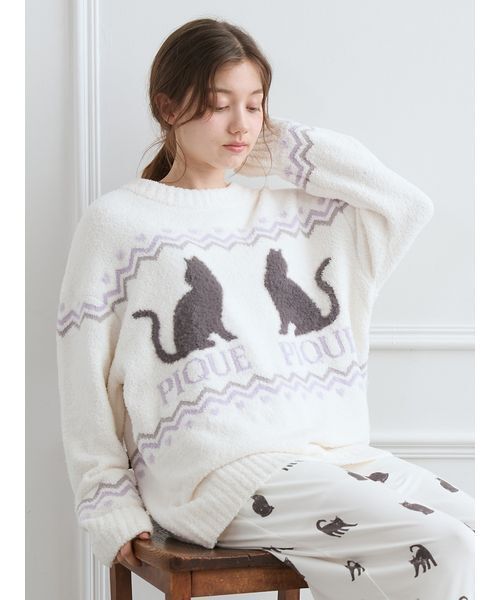 セール】CATジャガードプルオーバー（ルームウェア/パジャマ）｜gelato