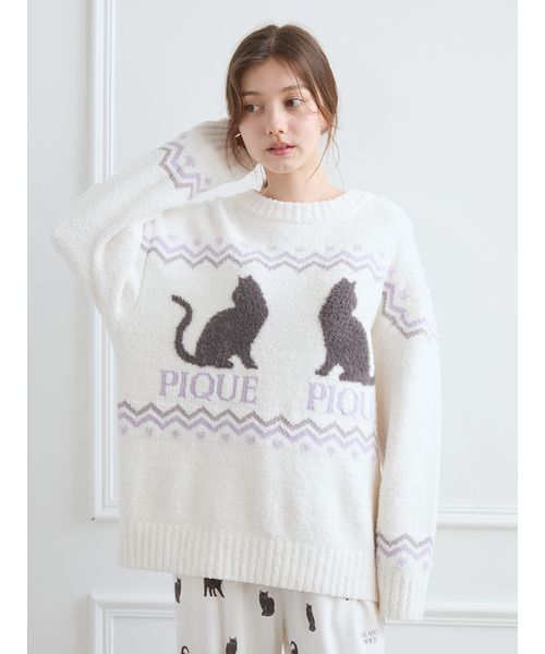 セール】CATジャガードプルオーバー（ルームウェア/パジャマ）｜gelato
