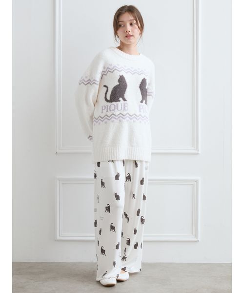 セール】CATジャガードプルオーバー（ルームウェア/パジャマ）｜gelato