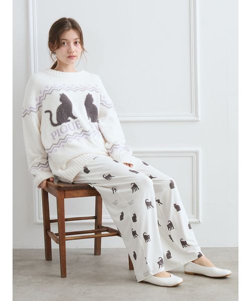 セール】CATジャガードプルオーバー（ルームウェア/パジャマ）｜gelato