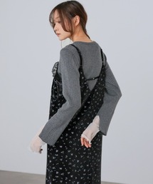 Bab(バブ)の【選べるサイズ展開】小花柄レース付きベロアキャミワンピース(ワンピース)