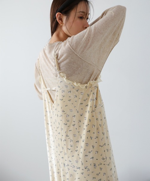 Bab(バブ)の「【初販即完】【選べるサイズ展開】小花柄レース付きベロアキャミワンピース(ワンピース・レディース・アイボリー/ブラック/ブラウン・S/M/L)」の19枚目の写真