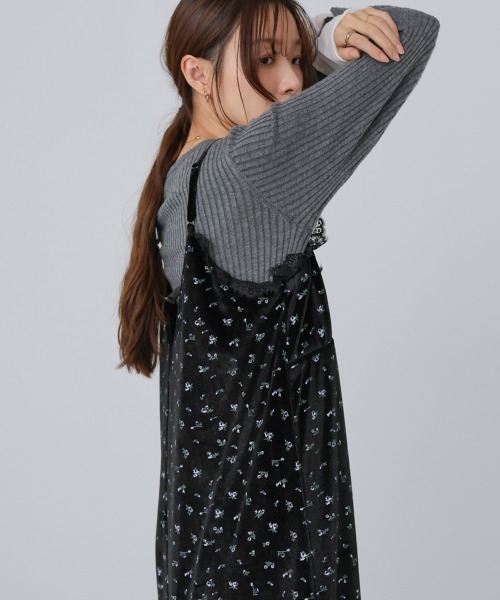 セール】【初販即完】【選べるサイズ展開】小花柄レース付きベロア