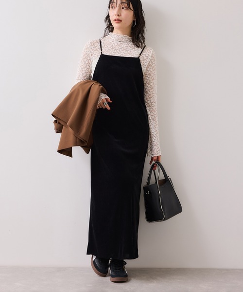 刺繍アソートベロアキャミワンピース/2WAY（ワンピース）｜VIS（ビス
