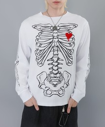 SPINNS | 短丈ロングスリーブTシャツ/ボーン/骨プリント/ロンT/ショート丈(Tシャツ/カットソー)