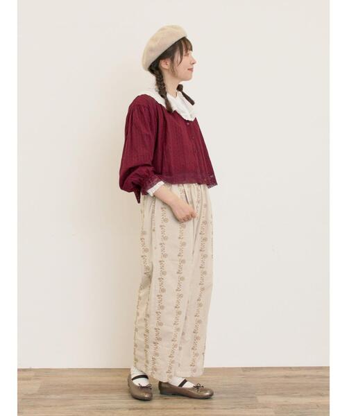 Samansa Mos2(サマンサ モスモス)の「【M/Lサイズ】花刺繍パンツ(その他パンツ・レディース・ベージュ/チャコールグレー/ブラウン・L/M)」の20枚目の写真