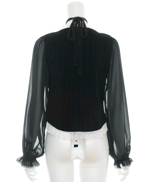 Secret Honey（シークレットハニー）の「クロスホルターリボントップス（Tシャツ/カットソー・レディース・ホワイト×ブラック/ブラック・FREE）」の9枚目の写真