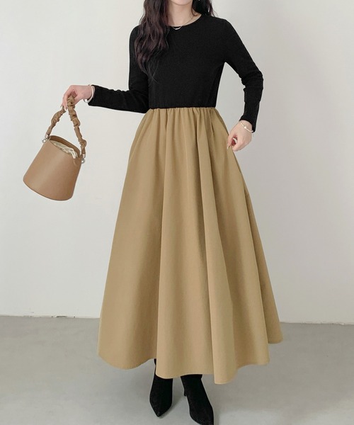 by LEGNA(バイレグナ)の「撥水加工ロングスリーブドッキングワンピース(ワンピース・レディース・ブラック×ホワイト/ダークブラウン/ベージュ/ブラック/ホワイト・MEDIUM/LARGE)」の5枚目の写真