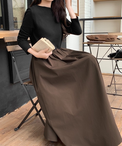 セール】ドッキング長袖ワンピース【撥水加工】（ワンピース）｜by