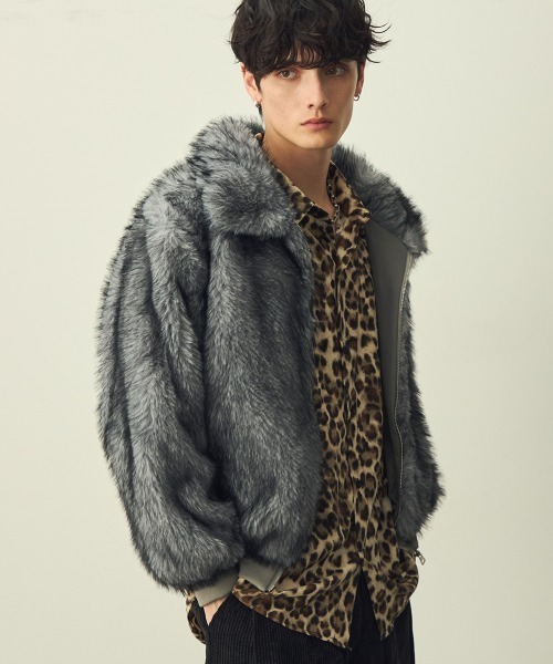 セール】Double-zip faux fur blouson / ダブルジップエコファー