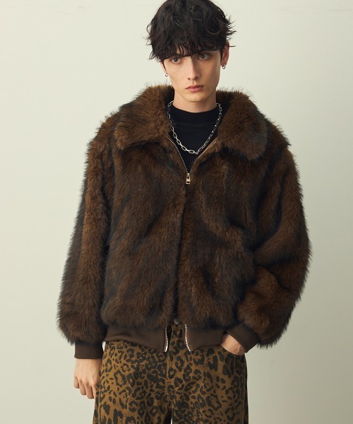 ダブルジップファーブルゾン Double-zip faux fur blouson / ダブルジップエコファーブルゾン