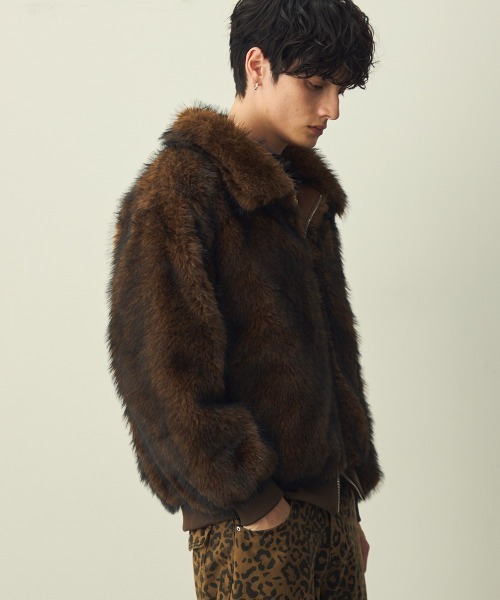 Shoowtime(ショウタイム)の「Double-zip faux fur blouson / ダブルジップエコファーブルゾン(ブルゾン・メンズ・ブラウン系/グレー系・MEDIUM/LARGE/X-LARGE)」の18枚目の写真
