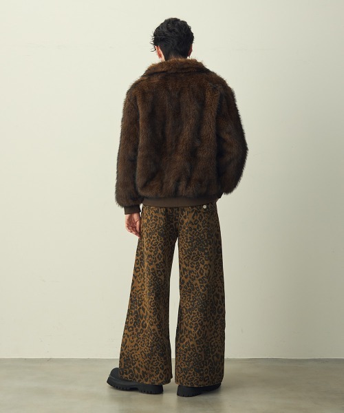 ダブルジップファーブルゾン セール】Double-zip faux fur blouson / ダブルジップエコファー