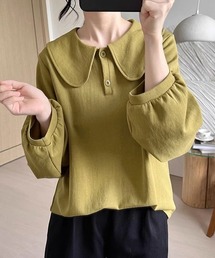 ラウンドカラーパフスリーブブラウス
