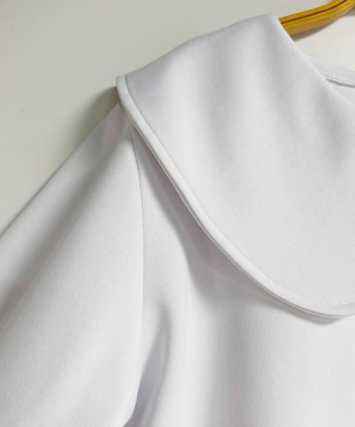 ONEP STAR（ワンピスター）の「ラウンドカラーパフスリーブブラウス（シャツ/ブラウス・レディース・ホワイト/グリーン・MEDIUM）」の8枚目の写真