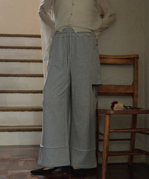 cut out design sweatshirt pants / カットアウトデザインスウェット