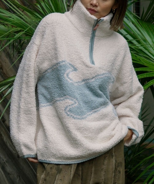 BILLABONG（ビラボン）の「BILLABONG レディース WAVE JQ MOKOMOKO HAL セーター 【2025年秋冬モデル】 @autumn/ビラボンウェーブロゴハーフジップニット（ニット/セーター・レディース・ブラック/アイボリー/ホワイト系その他・MEDIUM）」の2枚目の写真