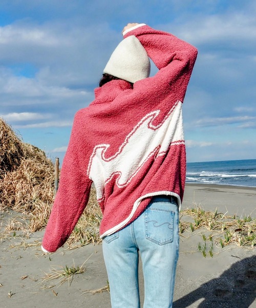 BILLABONG（ビラボン）の「BILLABONG レディース WAVE JQ MOKOMOKO HAL セーター 【2025年秋冬モデル】 @autumn/ビラボンウェーブロゴハーフジップニット（ニット/セーター・レディース・ブラック/アイボリー/ホワイト系その他・MEDIUM）」の13枚目の写真