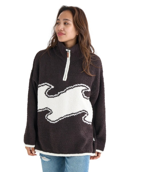 BILLABONG（ビラボン）の「BILLABONG レディース WAVE JQ MOKOMOKO HAL セーター 【2025年秋冬モデル】 @autumn/ビラボンウェーブロゴハーフジップニット（ニット/セーター・レディース・ブラック/アイボリー/ホワイト系その他・MEDIUM）」の15枚目の写真