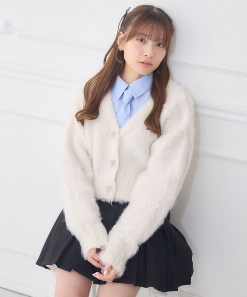 ems excite（エムズエキサイト）の「ネクタイ付レースBL（シャツ/ブラウス・レディース・ライトグレー/ホワイト/ブルー・FREE）」の5枚目の写真