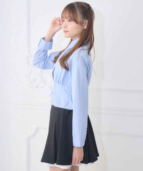 ems excite（エムズエキサイト）の「ネクタイ付レースBL（シャツ/ブラウス・レディース・ライトグレー/ホワイト/ブルー・FREE）」の14枚目の写真