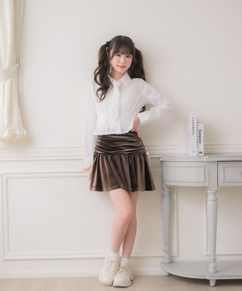 ems excite（エムズエキサイト）の「ネクタイ付レースBL（シャツ/ブラウス・レディース・ライトグレー/ホワイト/ブルー・FREE）」の15枚目の写真