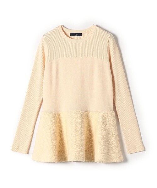 SHIPS Colors(シップス カラーズ)の「SHIPS Colors:〈手洗い可能〉ブークレ コンビ ペプラム ニット◇(ニット/セーター・レディース・グレー/オフホワイト・ONE SIZE)」の15枚目の写真