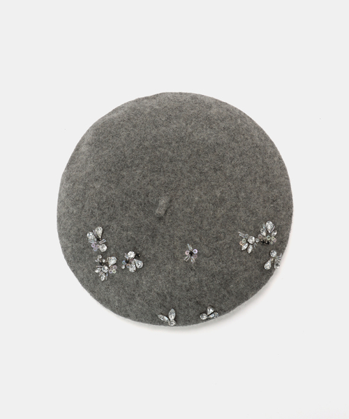 SLOBE IENA（スローブイエナ）の「LE CHAPEAU/レシャポウ SLOBE別注 ビジューベレー（ハンチング/ベレー帽・レディース・グレー・FREE）」の8枚目の写真