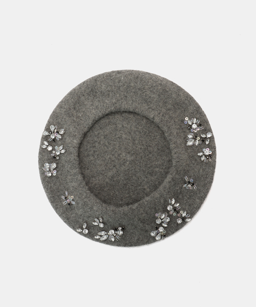 SLOBE IENA（スローブイエナ）の「LE CHAPEAU/レシャポウ SLOBE別注 ビジューベレー（ハンチング/ベレー帽・レディース・グレー・FREE）」の7枚目の写真