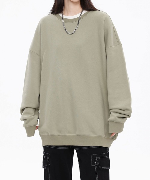 aimoha（アイモハ）の「ドロップショルダークルースウェット(裏毛)/Drop shoulder crew sweatshirt (AW)（スウェット・メンズ・ブラウン/ブラック/グリーン/ライトグレー/ベージュ・LARGE/X-LARGE/MEDIUM）」の5枚目の写真