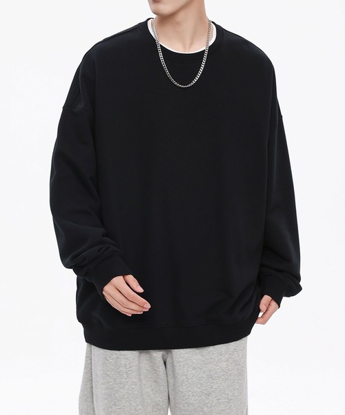 aimoha（アイモハ）の「ドロップショルダークルースウェット(裏毛)/Drop shoulder crew sweatshirt (AW)（スウェット・メンズ・ブラウン/ブラック/グリーン/ライトグレー/ベージュ・LARGE/X-LARGE/MEDIUM）」の9枚目の写真