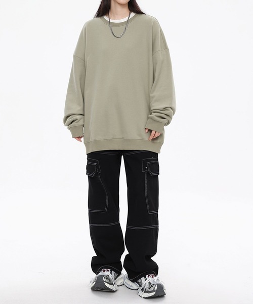 aimoha（アイモハ）の「ドロップショルダークルースウェット(裏毛)/Drop shoulder crew sweatshirt (AW)（スウェット・メンズ・ブラウン/ブラック/グリーン/ライトグレー/ベージュ・LARGE/X-LARGE/MEDIUM）」の15枚目の写真