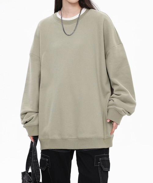 aimoha（アイモハ）の「ドロップショルダークルースウェット(裏毛)/Drop shoulder crew sweatshirt (AW)（スウェット・メンズ・ブラウン/ブラック/グリーン/ライトグレー/ベージュ・LARGE/X-LARGE/MEDIUM）」の16枚目の写真