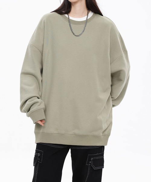 aimoha（アイモハ）の「ドロップショルダークルースウェット(裏毛)/Drop shoulder crew sweatshirt (AW)（スウェット・メンズ・ブラウン/ブラック/グリーン/ライトグレー/ベージュ・LARGE/X-LARGE/MEDIUM）」の17枚目の写真