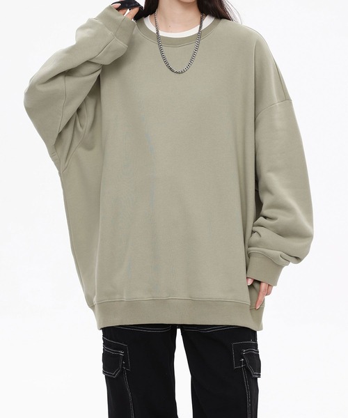 aimoha（アイモハ）の「ドロップショルダークルースウェット(裏毛)/Drop shoulder crew sweatshirt (AW)（スウェット・メンズ・ブラウン/ブラック/グリーン/ライトグレー/ベージュ・LARGE/X-LARGE/MEDIUM）」の18枚目の写真