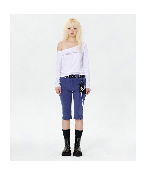 runningHIGH(ランニングハイ)の「A'GEM/9 × .kom 『runningHIGH/ランニングハイ』 ONE OFF SHOULDER L/S TEE/ワンオフショルダー 長袖Tシャツ(Tシャツ/カットソー・レディース・ブラック/ホワイト/グレー・FREE)」の8枚目の写真