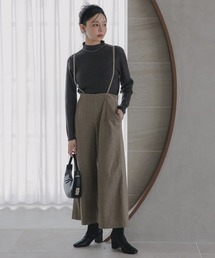 Petitjo（プッチージョ）の「小さいサイズ　へリンボンサロペットワイドパンツ　低身長さん・小柄女性（サロペット/オーバーオール）」