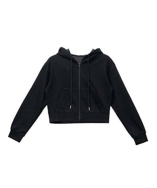 CLOTHY（クロシィ）の「【ショート丈でスタイルアップ。上品に着こなすカジュアル。】ショート丈ジップパーカー（パーカー・レディース・ブラック/グレー/オフホワイト・MEDIUM/LARGE）」の19枚目の写真