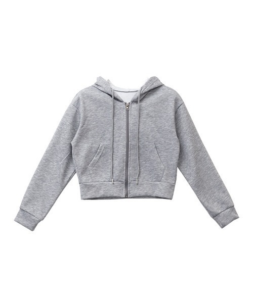 CLOTHY（クロシィ）の「【ショート丈でスタイルアップ。上品に着こなすカジュアル。】ショート丈ジップパーカー（パーカー・レディース・ブラック/グレー/オフホワイト・MEDIUM/LARGE）」の21枚目の写真