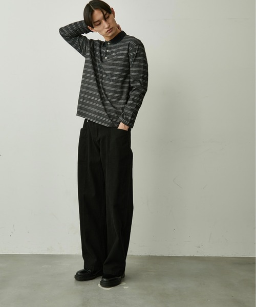 BLANK HOTEL(ブランクホテル)の「Contrast Collar Stripe Long Sleeve Polo / 配色襟ボーダーロングスリーブポロシャツ(ポロシャツ・メンズ・ブラウン/チャコールグレー・L/M/S)」の15枚目の写真