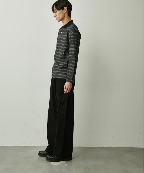 BLANK HOTEL(ブランクホテル)の「Contrast Collar Stripe Long Sleeve Polo / 配色襟ボーダーロングスリーブポロシャツ(ポロシャツ・メンズ・ブラウン/チャコールグレー・L/M/S)」の16枚目の写真
