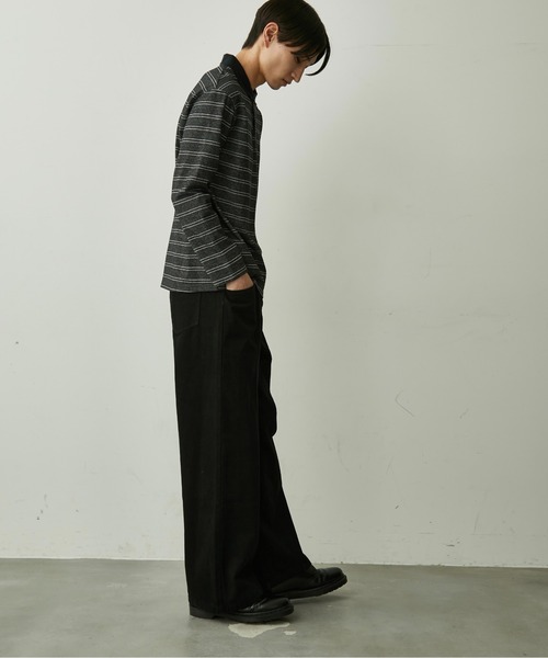 BLANK HOTEL(ブランクホテル)の「Contrast Collar Stripe Long Sleeve Polo / 配色襟ボーダーロングスリーブポロシャツ(ポロシャツ・メンズ・ブラウン/チャコールグレー・L/M/S)」の18枚目の写真