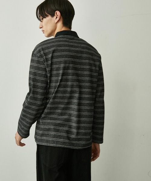 BLANK HOTEL(ブランクホテル)の「Contrast Collar Stripe Long Sleeve Polo / 配色襟ボーダーロングスリーブポロシャツ(ポロシャツ・メンズ・ブラウン/チャコールグレー・L/M/S)」の8枚目の写真