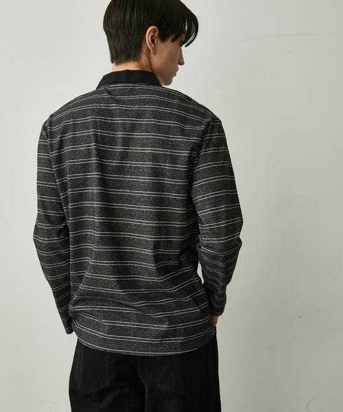 BLANK HOTEL(ブランクホテル)の「Contrast Collar Stripe Long Sleeve Polo / 配色襟ボーダーロングスリーブポロシャツ(ポロシャツ・メンズ・ブラウン/チャコールグレー・L/M/S)」の10枚目の写真