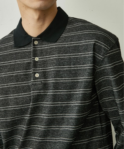 BLANK HOTEL(ブランクホテル)の「Contrast Collar Stripe Long Sleeve Polo / 配色襟ボーダーロングスリーブポロシャツ(ポロシャツ・メンズ・ブラウン/チャコールグレー・L/M/S)」の11枚目の写真