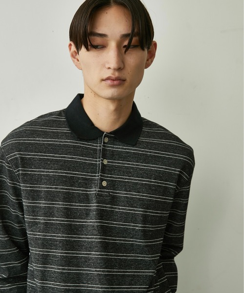 BLANK HOTEL(ブランクホテル)の「Contrast Collar Stripe Long Sleeve Polo / 配色襟ボーダーロングスリーブポロシャツ(ポロシャツ・メンズ・ブラウン/チャコールグレー・L/M/S)」の13枚目の写真