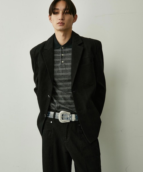 BLANK HOTEL(ブランクホテル)の「Contrast Collar Stripe Long Sleeve Polo / 配色襟ボーダーロングスリーブポロシャツ(ポロシャツ・メンズ・ブラウン/チャコールグレー・L/M/S)」の21枚目の写真