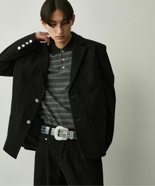 BLANK HOTEL(ブランクホテル)の「Contrast Collar Stripe Long Sleeve Polo / 配色襟ボーダーロングスリーブポロシャツ(ポロシャツ・メンズ・ブラウン/チャコールグレー・L/M/S)」の22枚目の写真